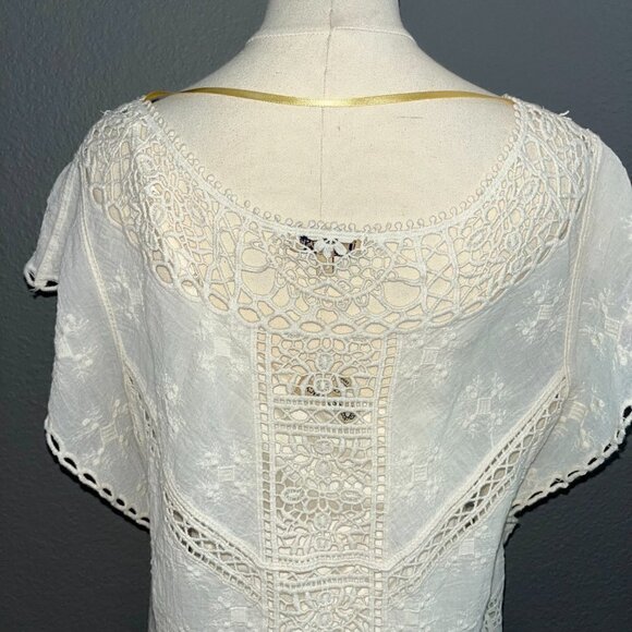 DEMOCRACY Cream Ivory Boho Lace Crochet Top with matching Cami - NWOT - Size M - Picture 5 of 12